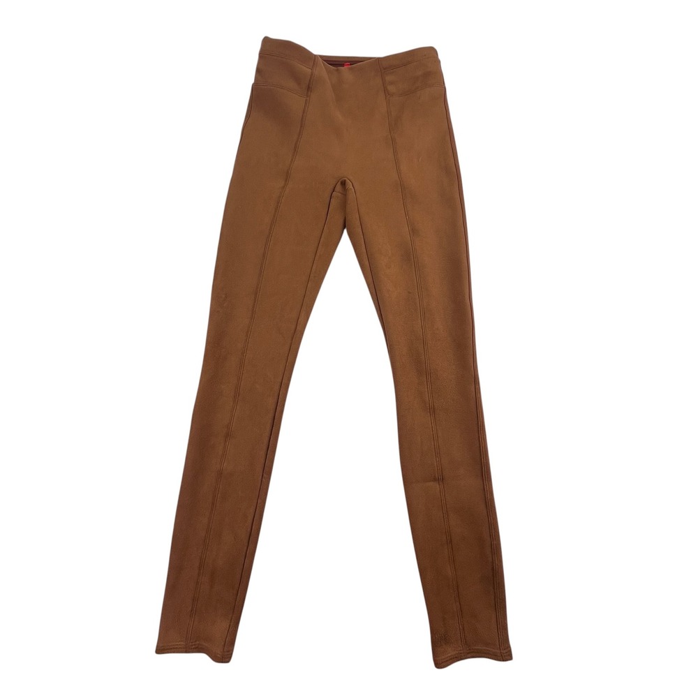 Spanx Faux Suede Leggings Caramel Brown High Rise Skinny Pants Womens XS